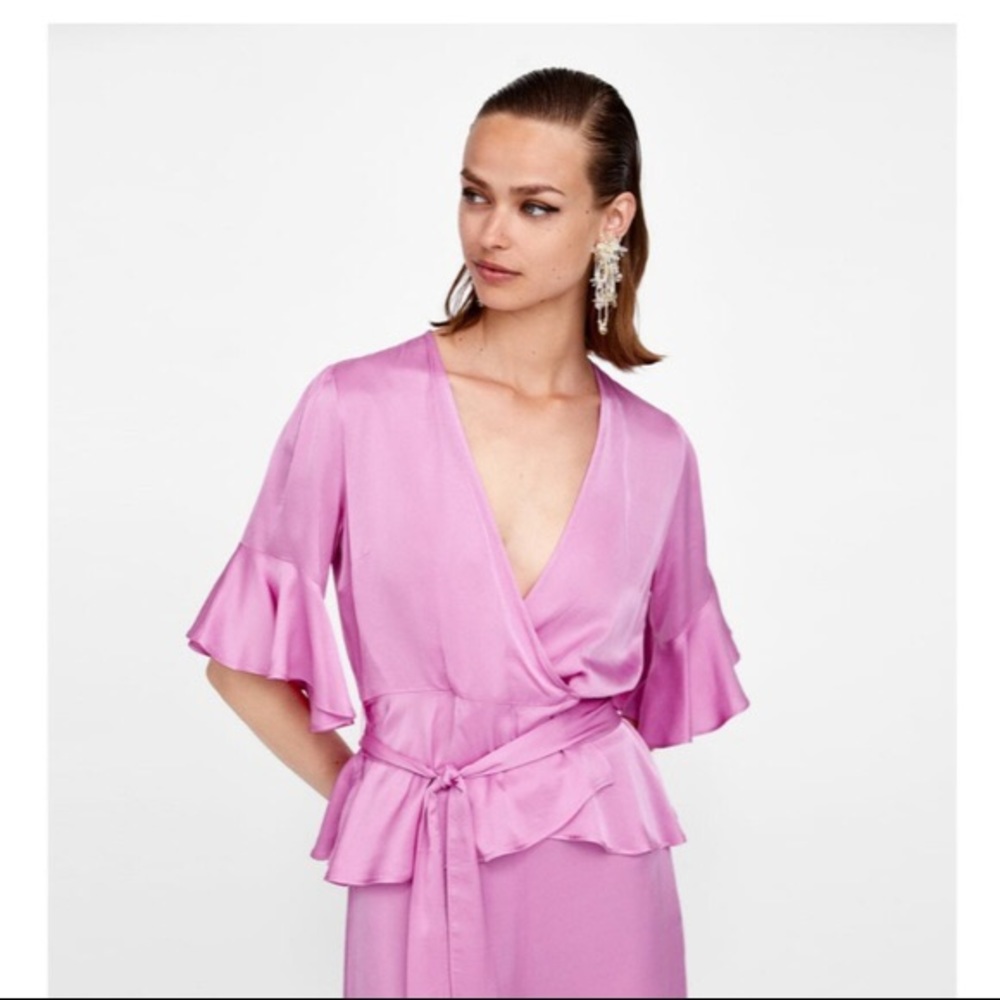 Zara Satin Wrap Blouse